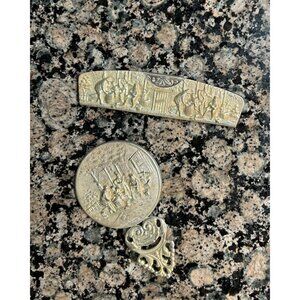 Baby or Infant's mirror and comb, Silver Plate